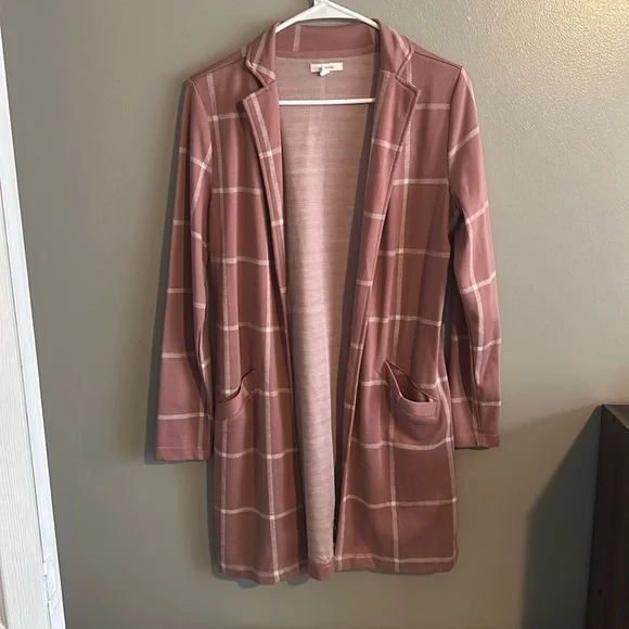 Maurices Pink Windowpane Blazer sweater cardigan top blouse shirt XS - Picture 3 of 9
